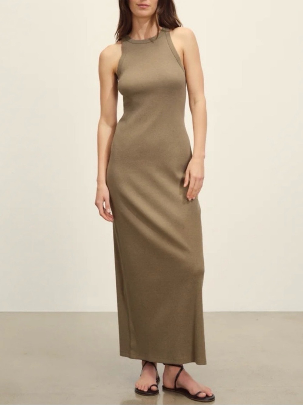 Buck Mason Surplus Rib Tank Dress in Marled Rockaway Sand